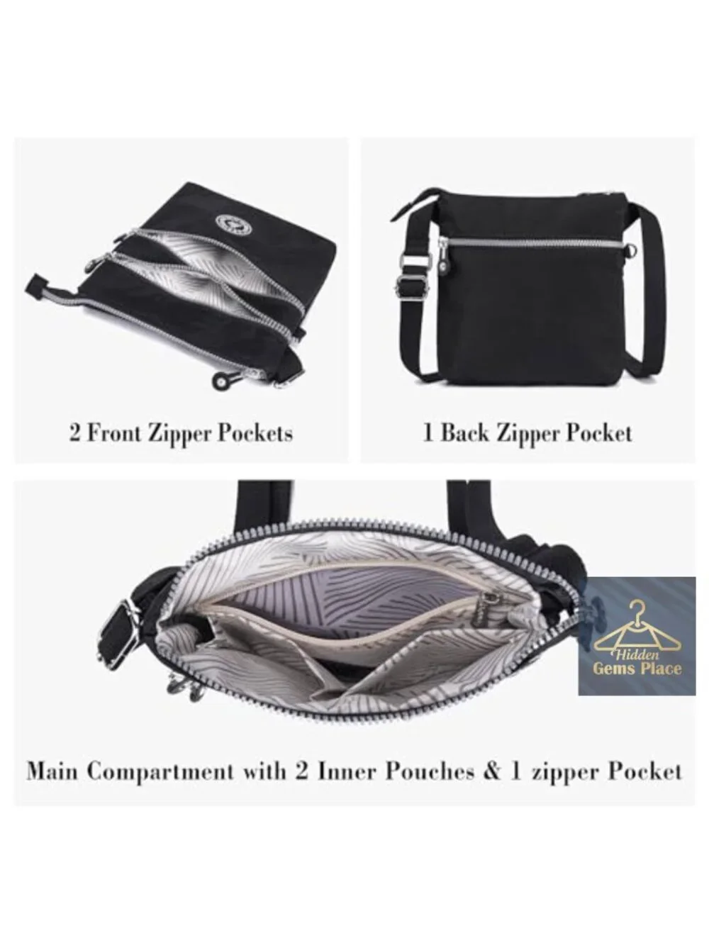 Lightweight Nylon Crossbody Bag with Multiple Pockets for Travel